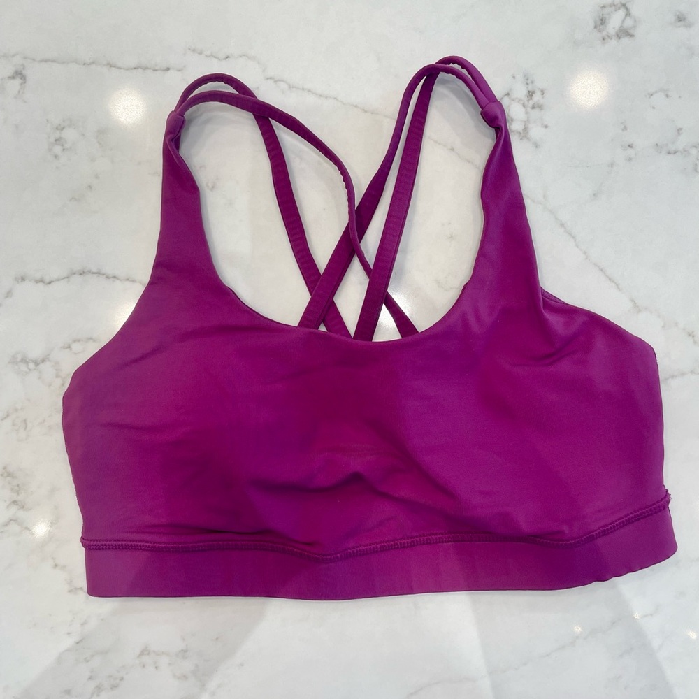 Vibrant Magenta Sports Bra with Crisscross Straps